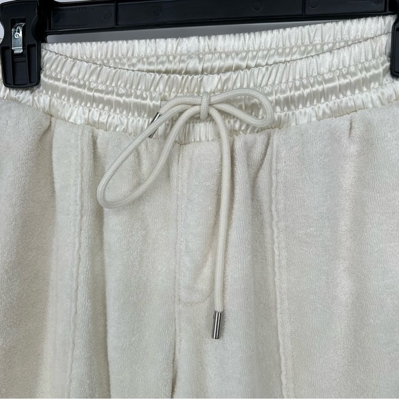 ATM Loop Cream Satin French Cotton Terry Pull-on‎ Chalk Jogger Track Pants - Picture 7 of 16